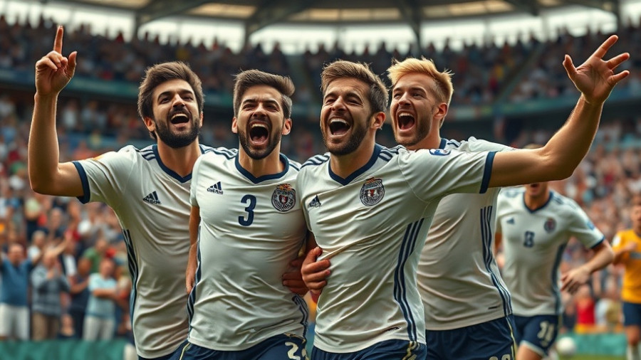 Hertha BSC players celebrate victory against Dynamo Dresden on the field.