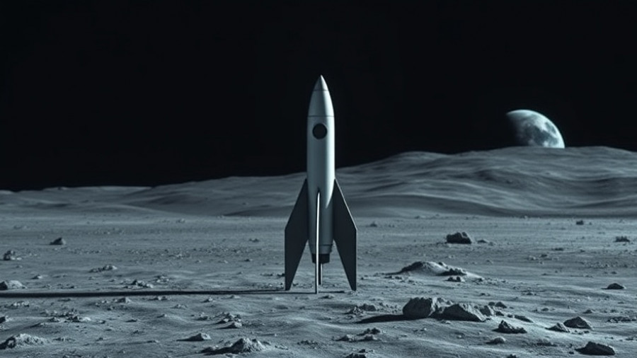 SpaceX simplified Starship on the moon with Earth in the background.