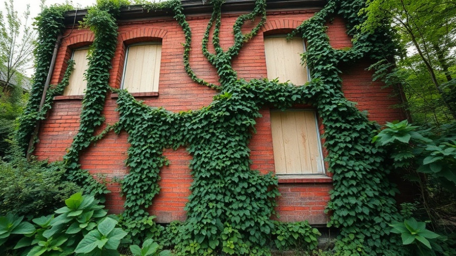 Abandoned building overgrown with vines, Lost Place am Schloss Ahrensburg