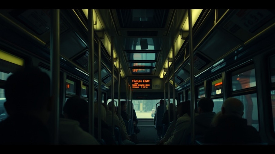 Cyberbedrohung Norwegens Elektrobusse: Dimly lit bus interior with passengers.