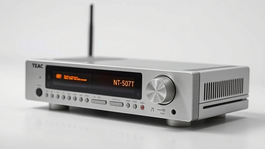 TEAC NT-507T Audio-Streaming device with buttons and antennas on a white background.