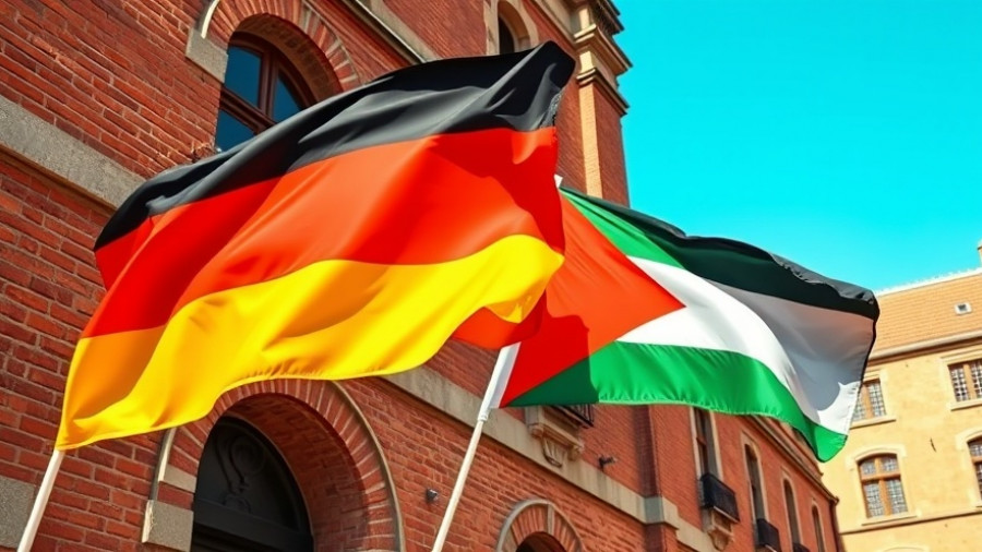 Flags of Germany and Palestine in Städtepartnerschaft Bad Oldesloe Jifna.