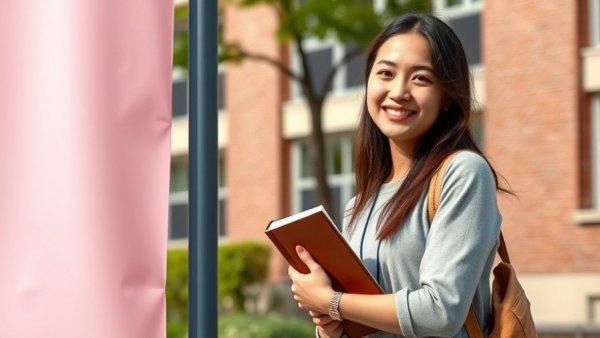 Young woman promoting children's cause in Stormarn, outdoor setting.