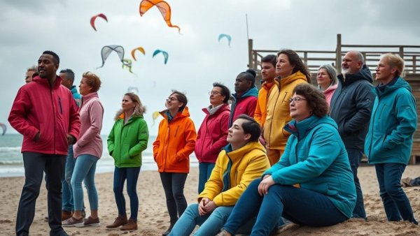 Diverse crowd enjoying a lively day at St. Peter-Ording beach.