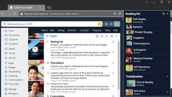 Vivaldi Web-Browser Funktionen with reading list and translation panel.