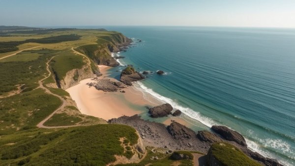 Breathtaking aerial view of Brittany's coastline, France