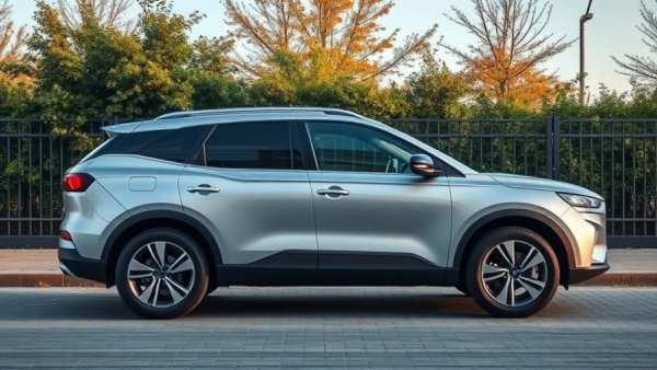 Modern silver BYD Atto 2 SUV parked in an urban setting.