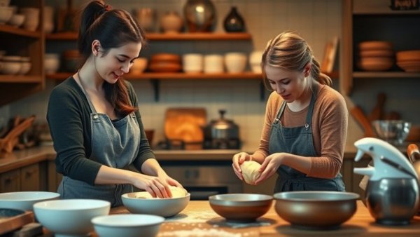 Sauerteig Backkurse Trittau - Sourdough baking class with two women.
