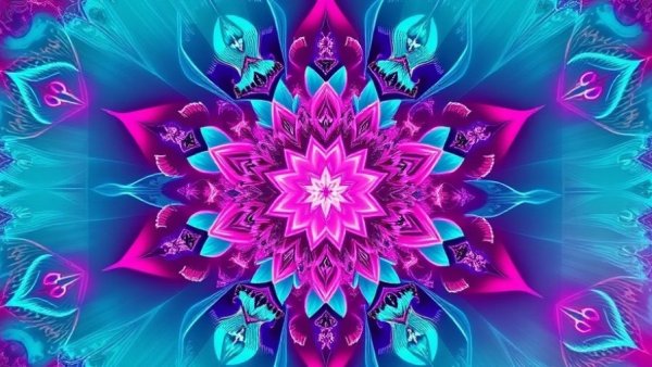 Abstract digital art with vibrant geometric patterns and vivid colors