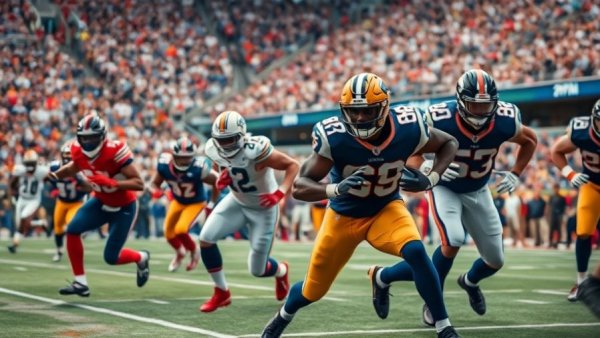 NFL Football in Berlin: High-action game with players in motion.