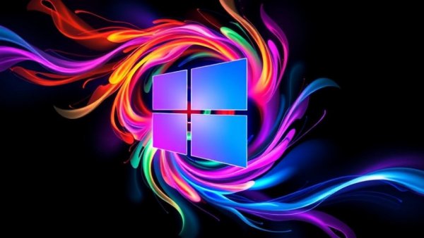 Vibrant Windows 11 logo with swirling colors, Windows 11 Version 26H1.