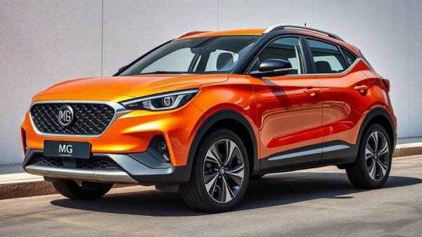 Sleek orange MG4 Electric, urban setting, Leasing-Raten MG4 Electric.