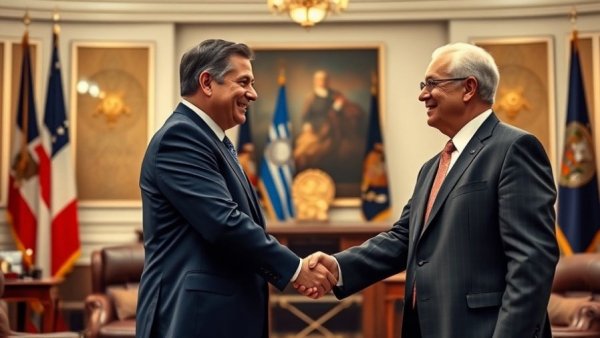 US-Syrischer Präsident Ahmed al-Scharaa meeting in formal setting.