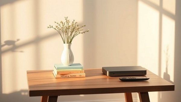 Minimalist table with decor, invoking calmness in morning light.