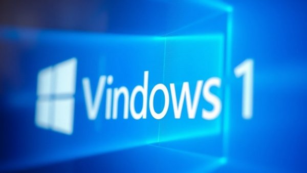 Windows 11 logo close-up with digital blur, haptisches Feedback in Windows 11.