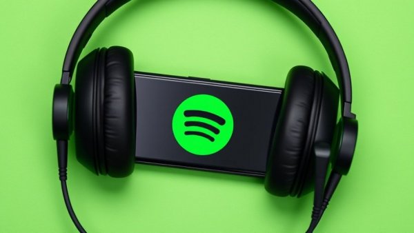 Streaming-Bots auf Spotify concept with headphones and phone