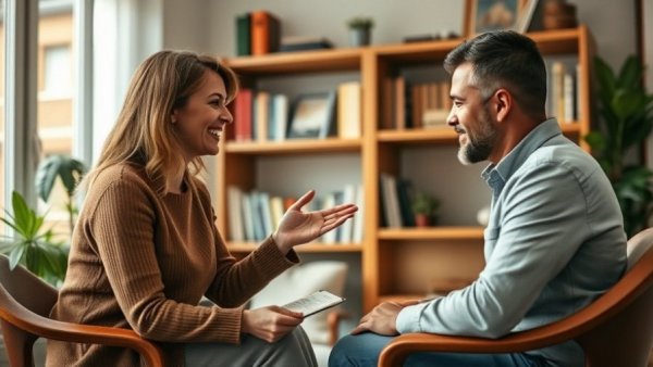 Therapist conducting Paartherapie session with couple.