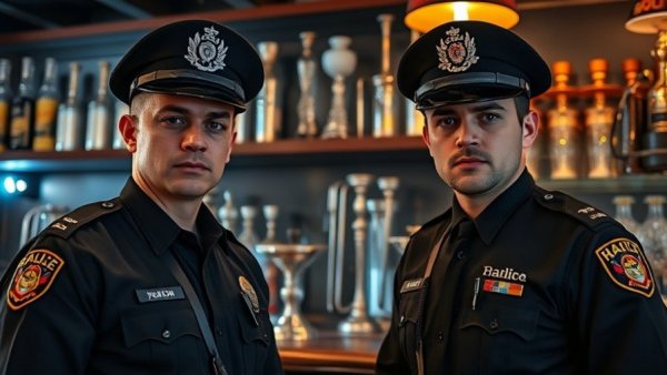 Hamburger Zoll Kontrollen: Officers inspecting shisha bar equipment.
