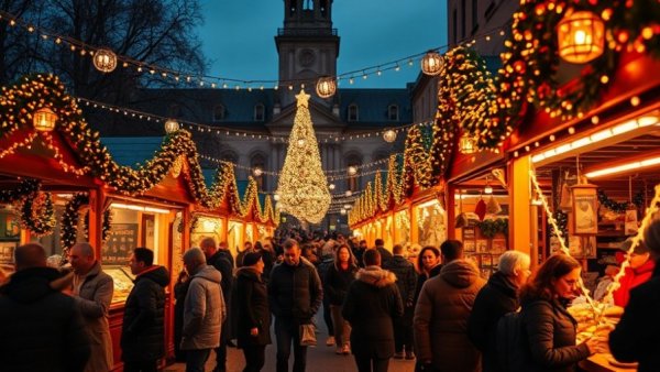 Schleswig-Holsteins Weihnachtsmärkte 2025 vibrant night market scene.