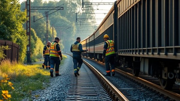 Emergency responders at Zugausfälle am Ahrensburger Bahnhof inspect train.