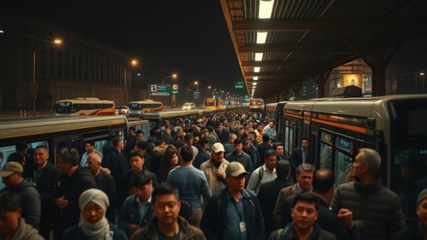 Bahnstrecke nach Lübeck gesperrt: Crowds wait at bus station.