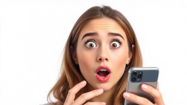 Surprised woman discovers Android versteckte Funktionen on smartphone.