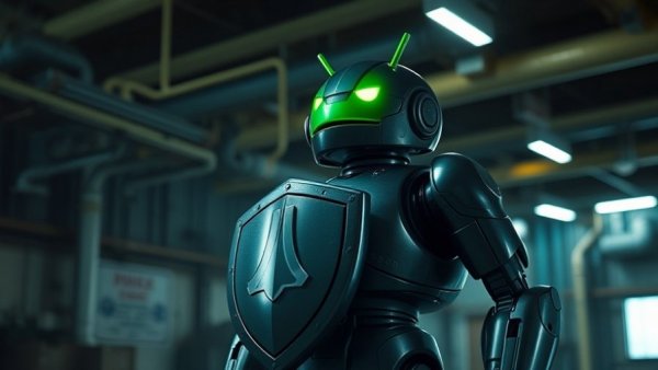 Android robot with shield, representing sideloading Android apps security