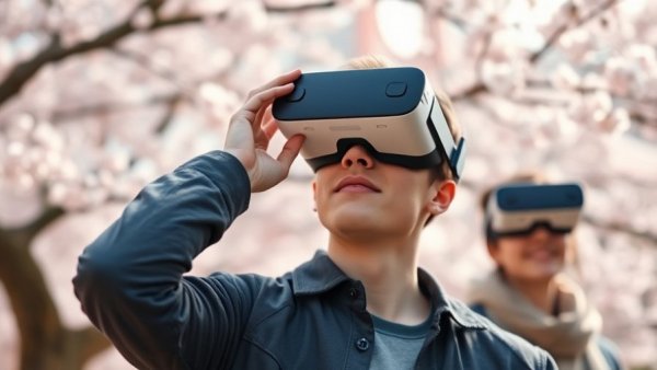 Apple Vision Pro Reiseerlebnis with VR and cherry blossoms.