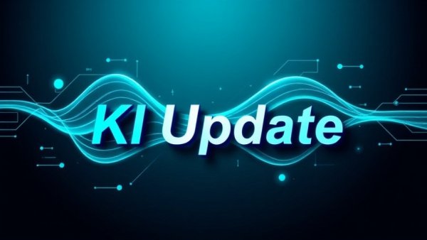 KI Update graphic on technology backdrop in teal tones