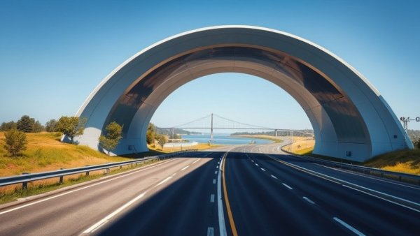 Kostenexplosion Fehmarnbelt project depicting highway and train tunnel entrance.
