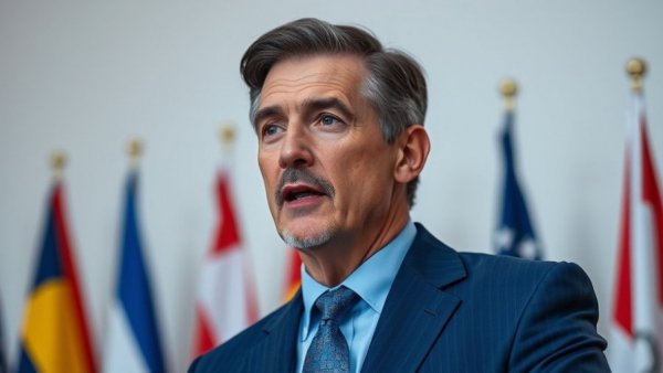 Mature man in blue suit speaking on components in 6G network.