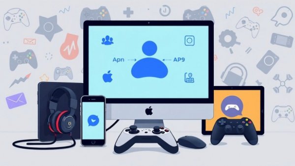 Discord Kommunikationssoftware on multiple devices with gaming icons.