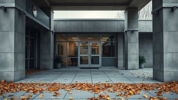 Closed medical office entrance with fallen leaves, Rechte von Patienten bei geschlossenen Praxen.