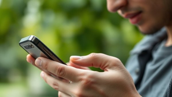Person talking on smartphone, Telefonbetrug vermeiden concept.