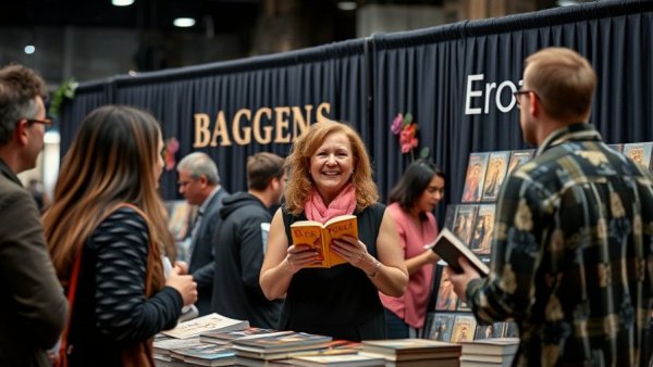 Buchmesse Bad Oldesloe vendor showcasing romance novels.