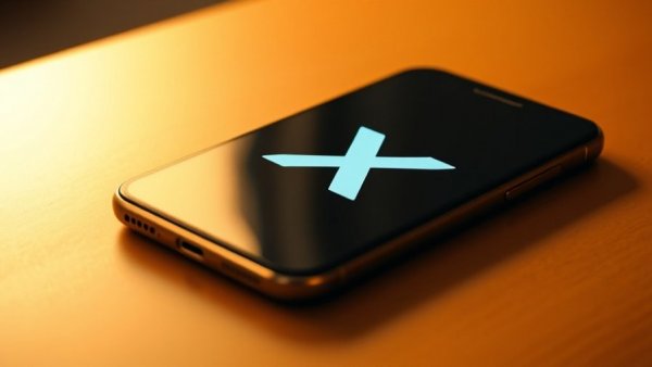 X Chat Verschlüsselung logo on smartphone screen with warm lighting.