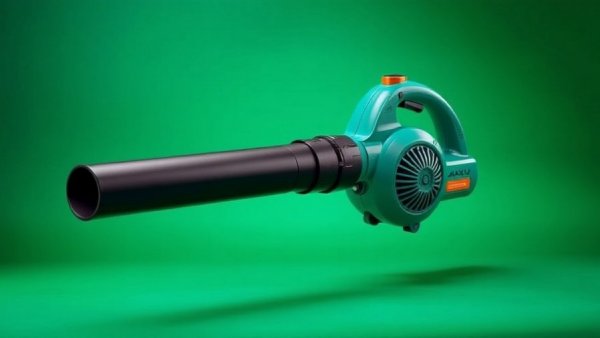 Akku-Laubbläser Rinoxar Huricane X20 with accessories on green background.