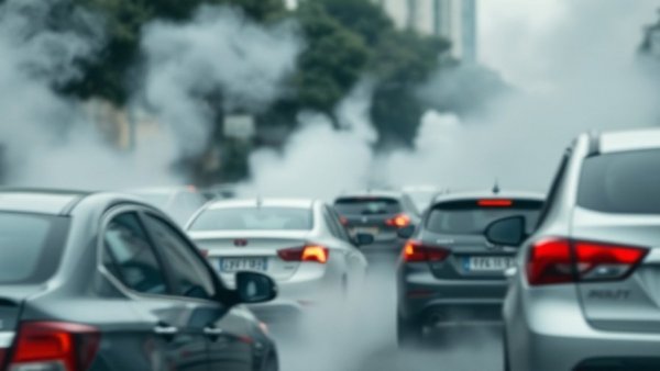 City traffic jam with dense car exhaust emissions, highlighting new norms.
