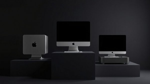 Mac mini vs Mac Studio comparison in sleek, modern setting.
