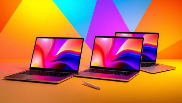 Collage of laptops with digital art on screens for Laptop-Angebote Amazon Black Friday 2025.