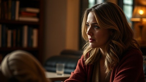 Woman discussing during Paartherapie in Stormarn session.