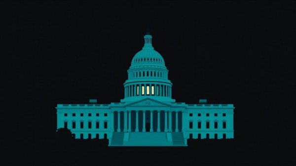 Minimalist Capitol building silhouette representing Trump Administration AI Order Regulations.