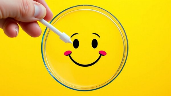 Pluribus Virus erklärt: Petri dish smiley face in bright yellow.