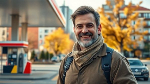 Hegestraße Wohnungsbau Hamburg urban scene with smiling man.
