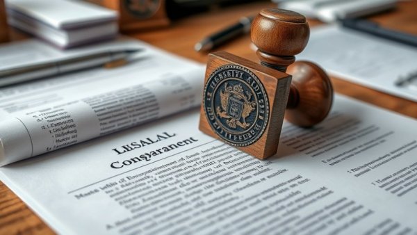 Wooden stamp on European business legal document.