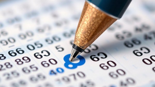 Close-up of a pen marking Lotto 6aus49 numbers.