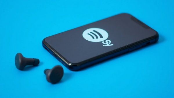 Spotify logo on phone with earbuds for Spotify Wrapped 2025