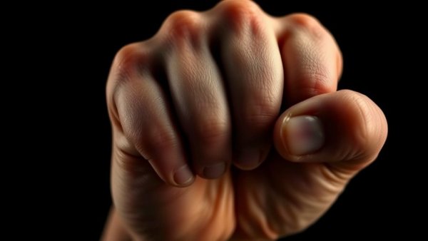 Close-up of a clenched fist symbolizing tension and strength.