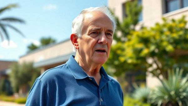 Tracker bei Demenz: Older man speaking outdoors in daylight.