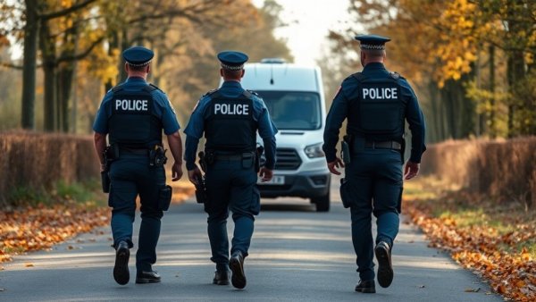 Police officers near van at Brenner Moor Bad Oldesloe.